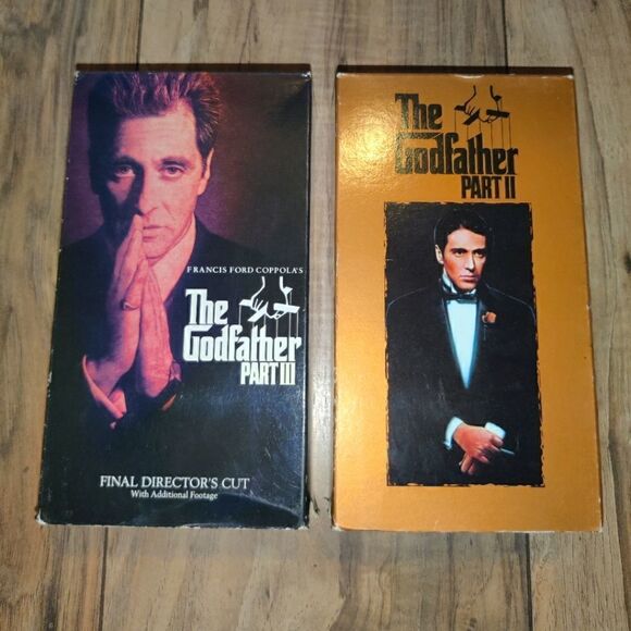 The Godfather Part II & Part III VHS Movie Set. They have wear from age and use. - Picture 2 of 5